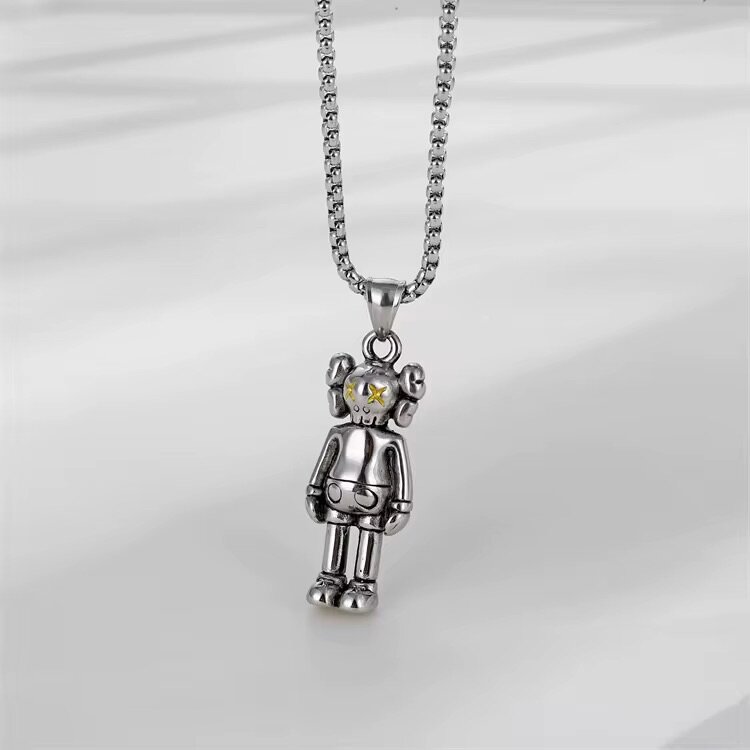 Pendentif Robot Argenté et Noir