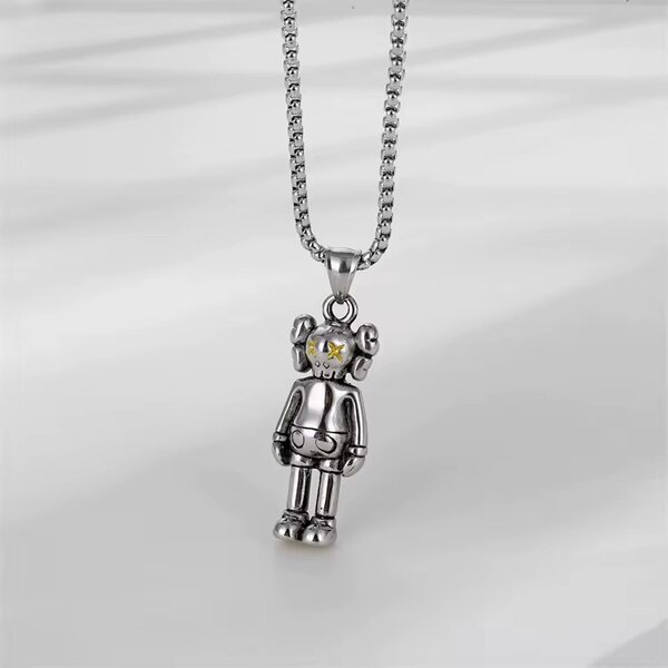 Pendentif Robot Argenté et Noir
