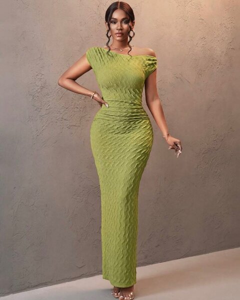 Army Green Textured Dress