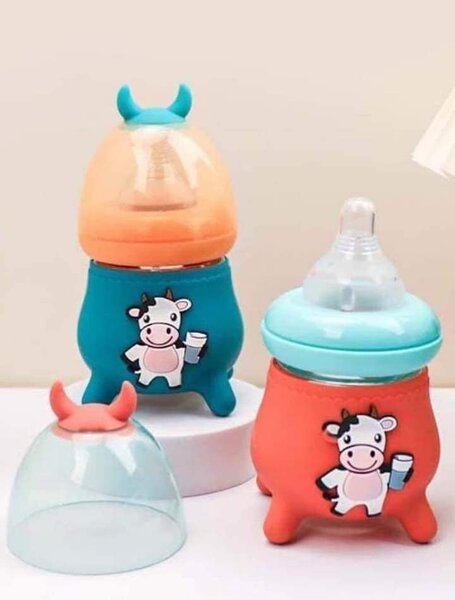 Biberon en verre avec protège en silicone