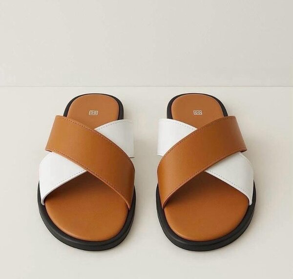 Slides en cuir pour homme