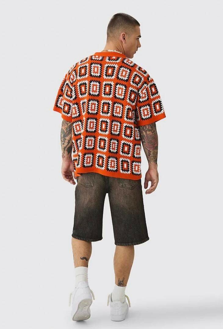 Cardigan crochet vibrant pour homme