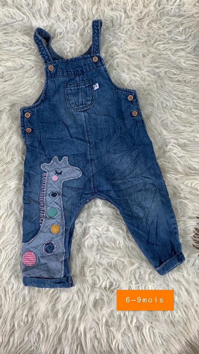 Salopette pour garçon, avec girafe, denim