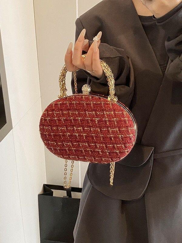 Sac rond en tweed élégant