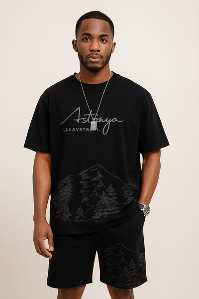 T-shirt noir imprimé pour hommes