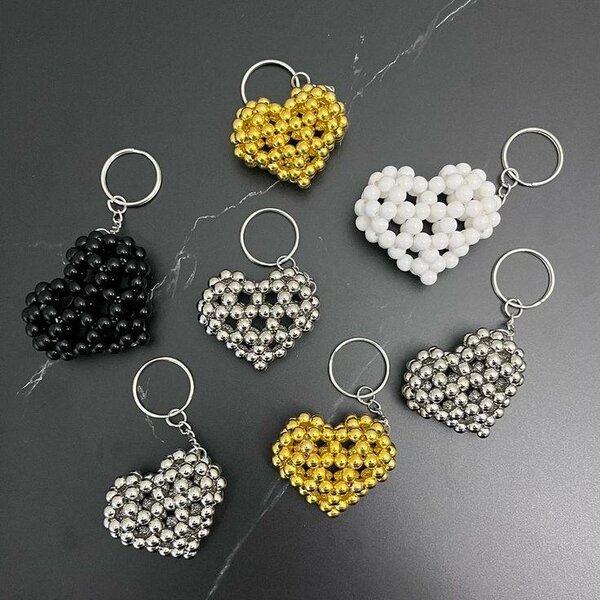 Porte-clés en perles cœur