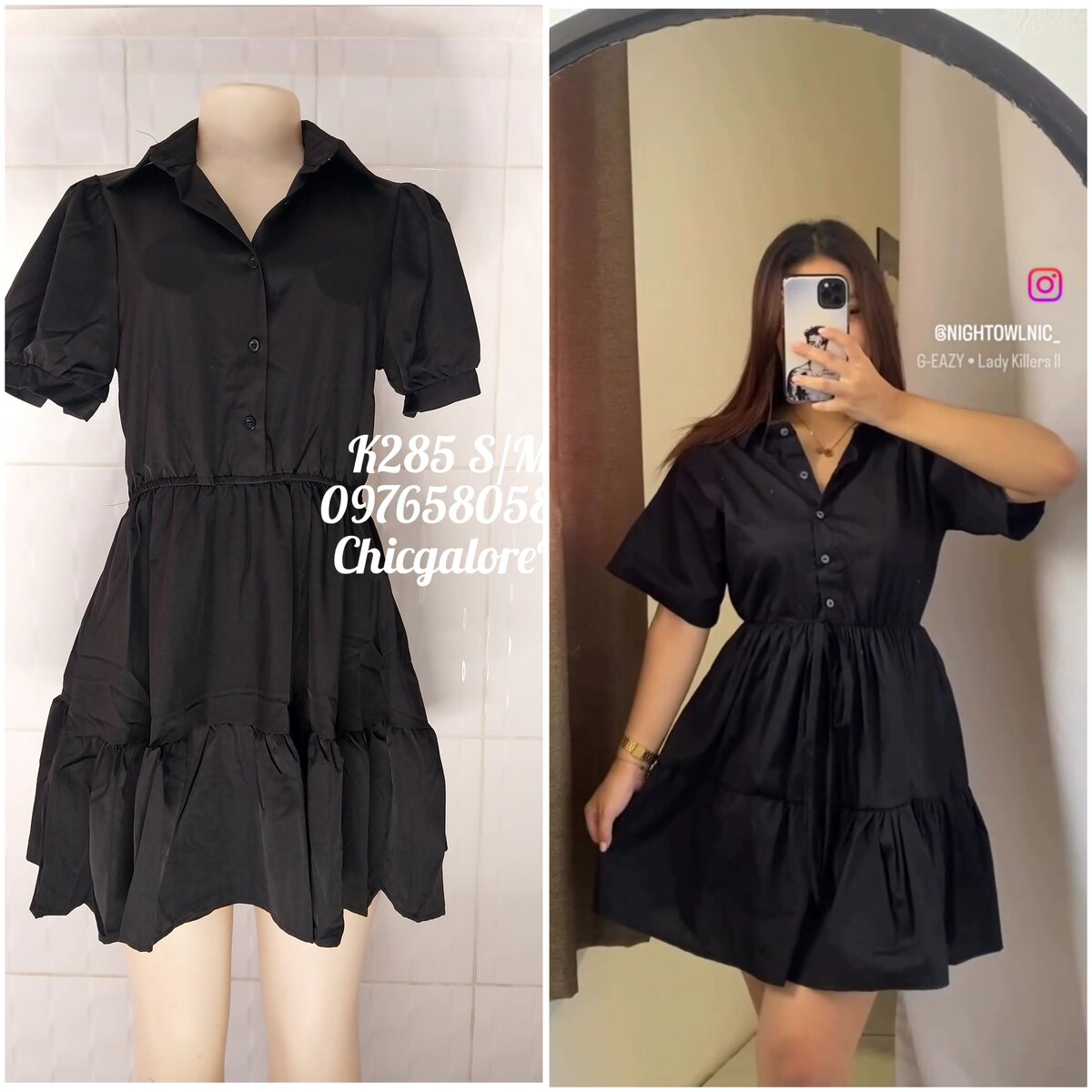 O-NECK SHORT SLEEVE PLEATED DRESS 