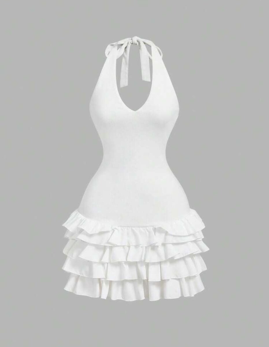 Robe blanche à volants