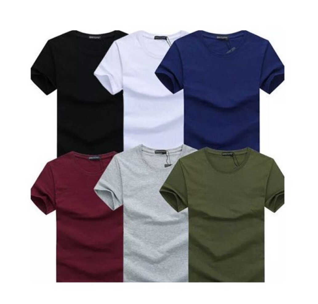 Casual Round Neck Short Sleeve T-Shirt - 6 Pieces - Multicol