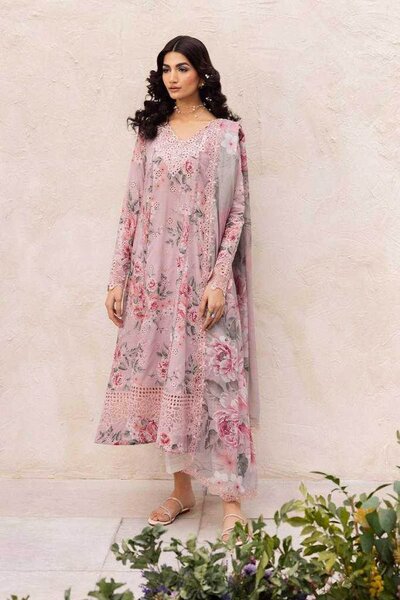 Lawn & chiffon duppta unstitch 3 pc ,dc free
