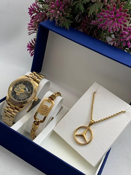 MEN CHAIN SET   ROLEX WATCH WITH BANGLE AND NEKELECE.
