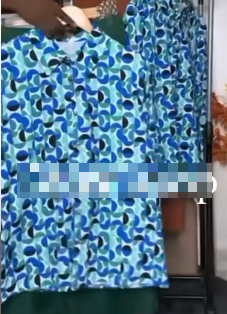 Ensemble chemise en soie bleue + jupe longue marron femme