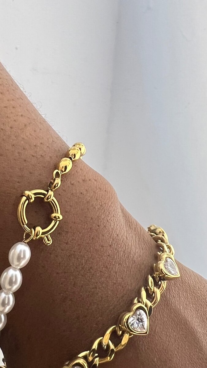 Bracelet perles et or élégance