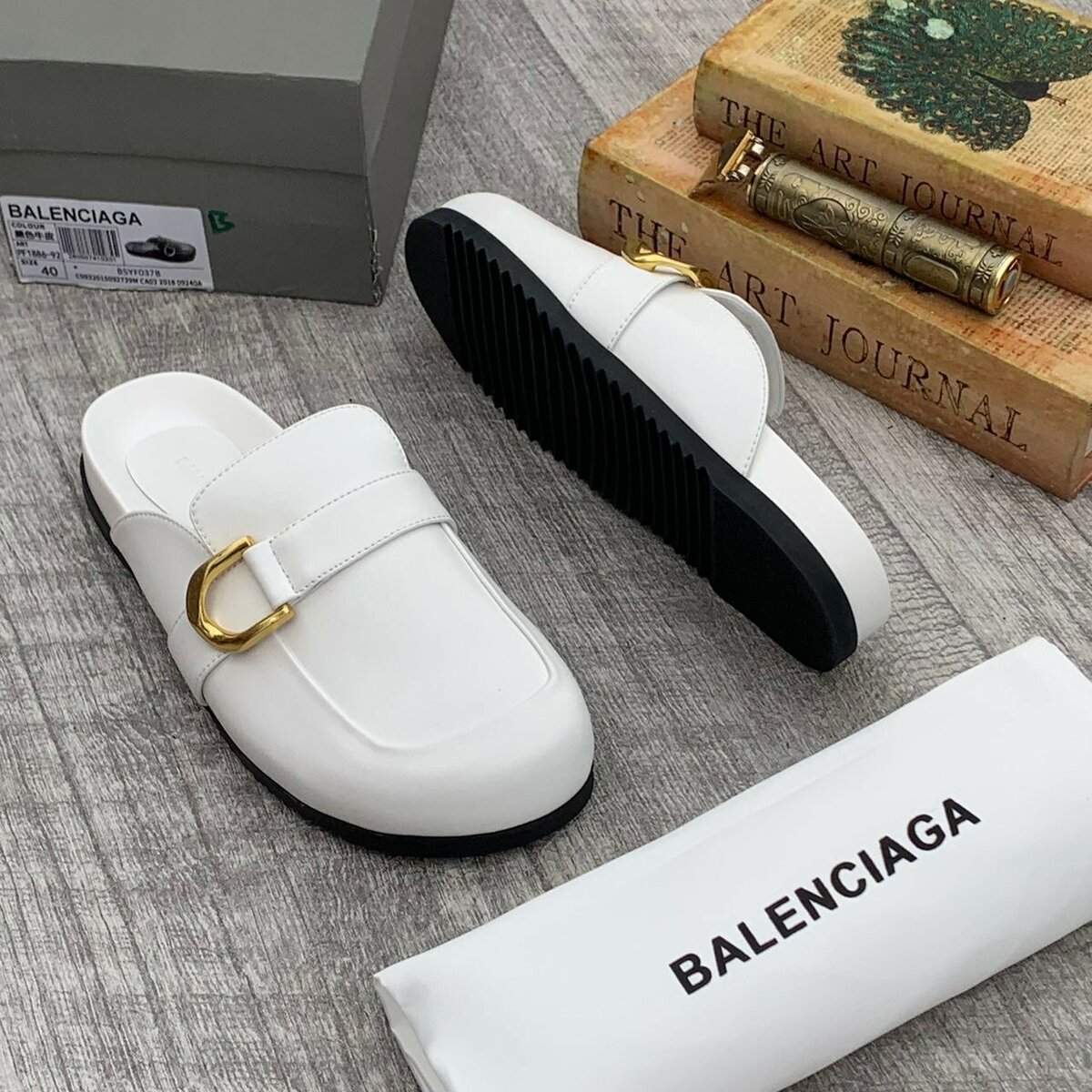 Mules Balenciaga en cuir blanc