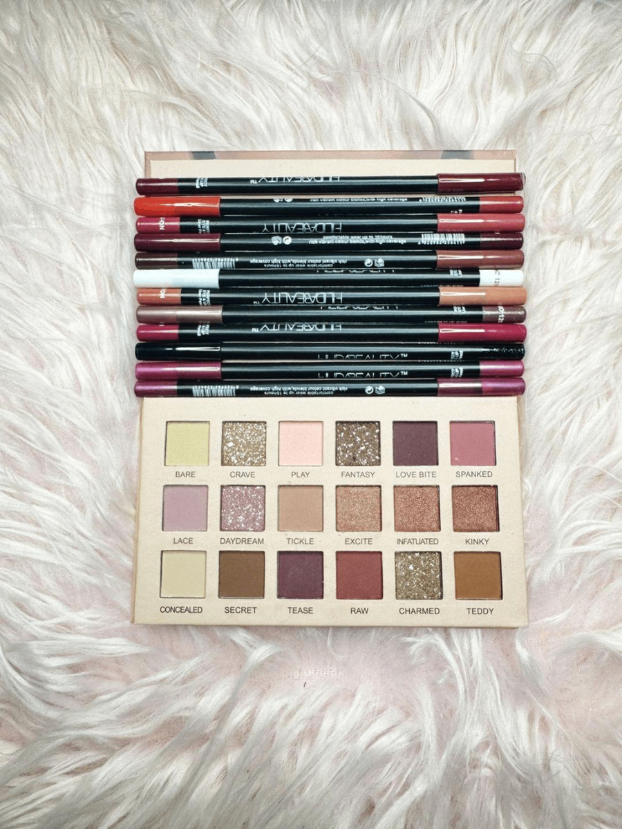 2 in 1 Makeup Deal: Lip Pencil Eyebrow Plate Set