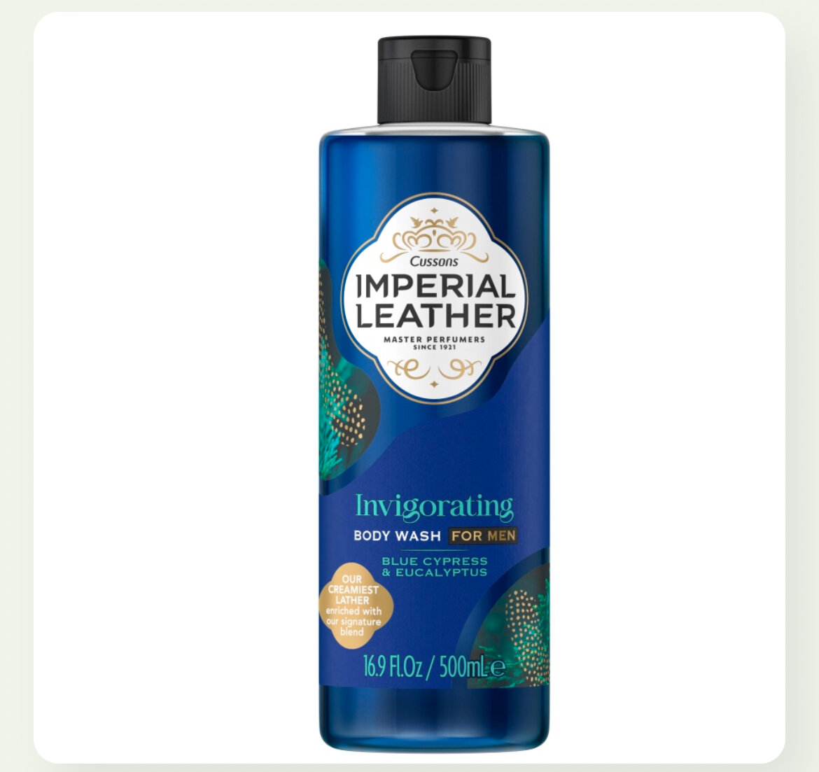 IMPERIAL LEATHER INVIGORATING SHOWER GEL, BLUE CYPRESS & EUCALYPTUS, SIGNATURE OIL BLEND