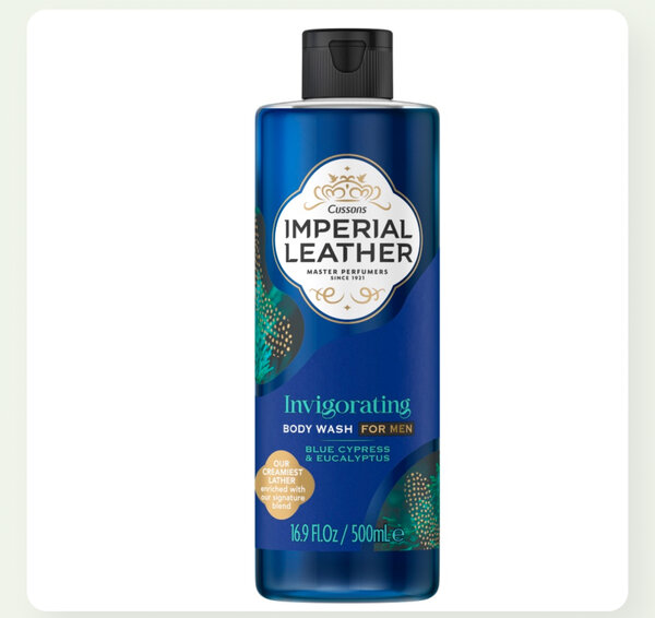 IMPERIAL LEATHER INVIGORATING SHOWER GEL, BLUE CYPRESS & EUCALYPTUS, SIGNATURE OIL BLEND