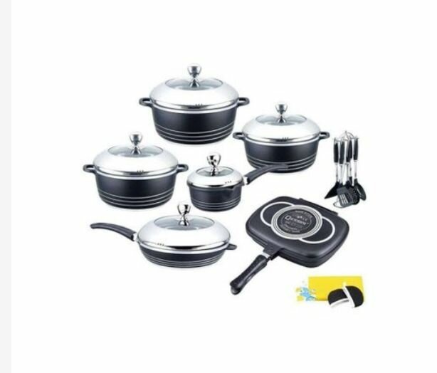 Black Die cast cookware set of 23
