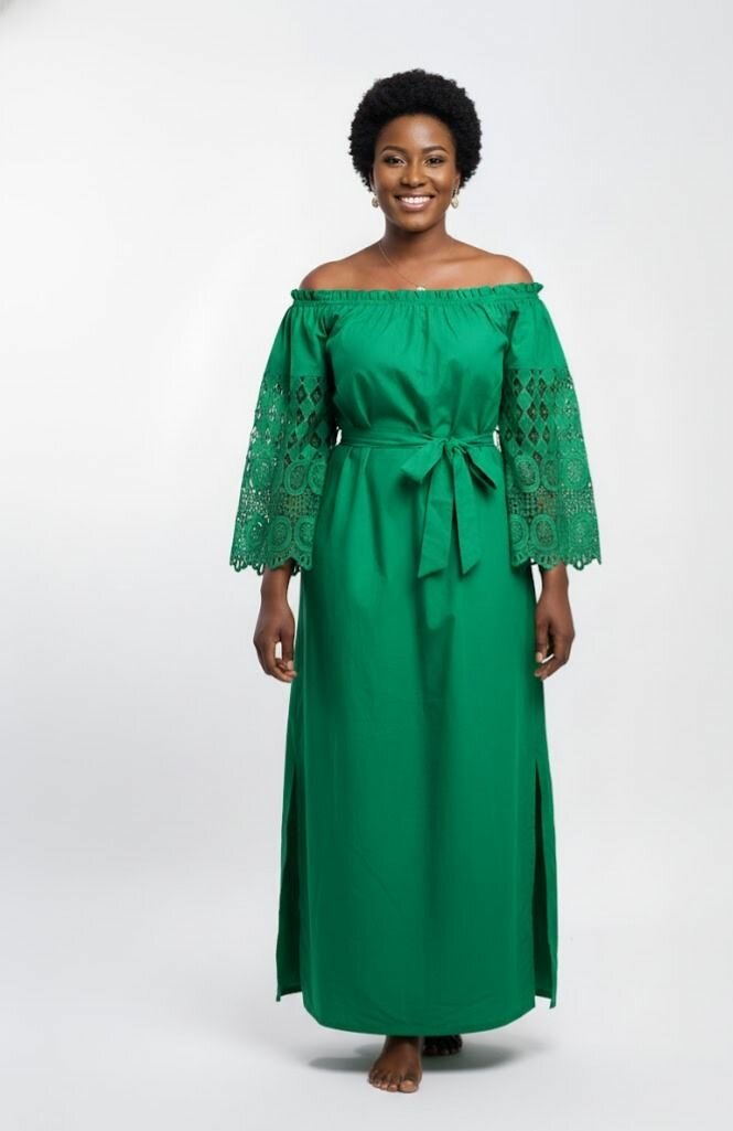 Robe longue verte élégante