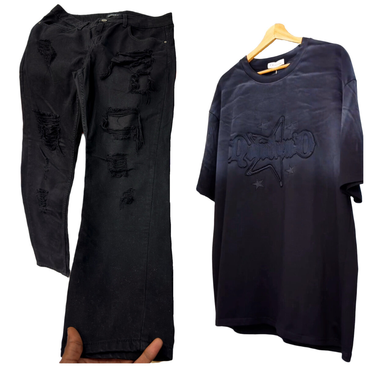 Ensemble T-shirt et Jeans Déchirés