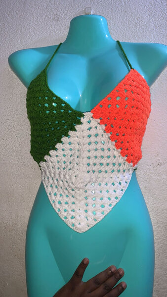 Top bikini crochet tricolore