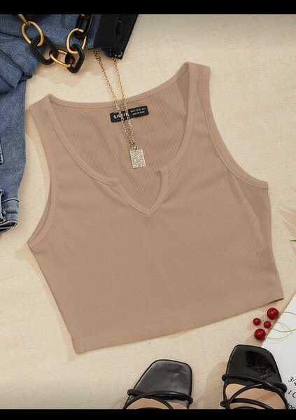 Débardeur Beige Élastique