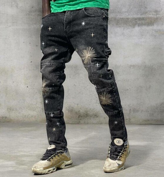 Jean slim noir motif étoile