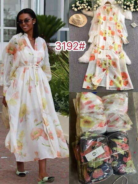 Robe longue à motifs