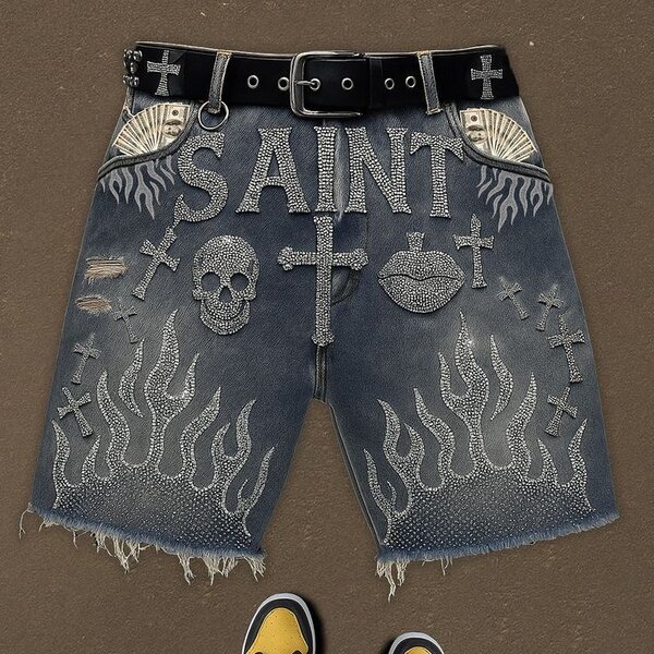 Shorts en jean brodés