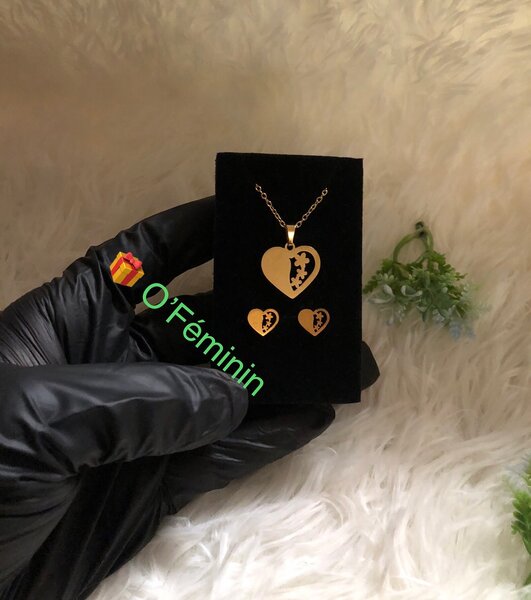 Parure Cœur Puzzles Doré