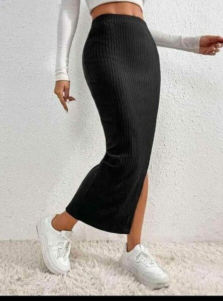 Jupe Longue Côtelée Femme