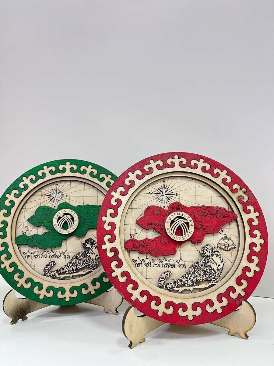 Тарелка деревянная,Тарелка с гербом Юрта для арчи