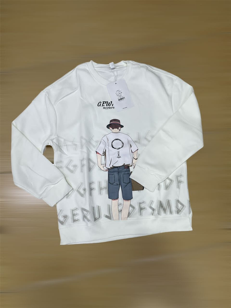 white sweatshirt with print