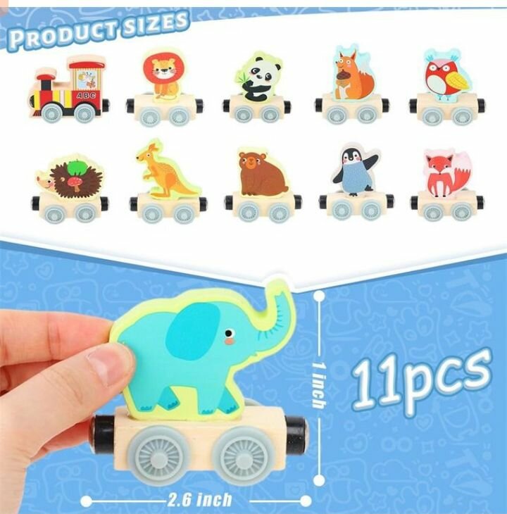 Train en bois animaux jouets enfants