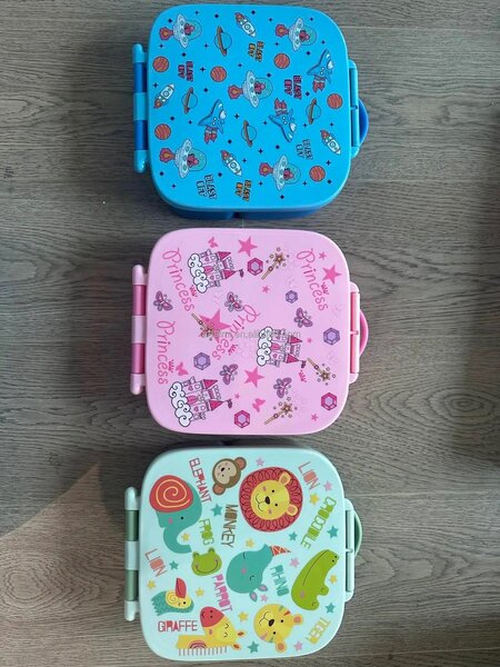 Cartoon character bento box with cutlery