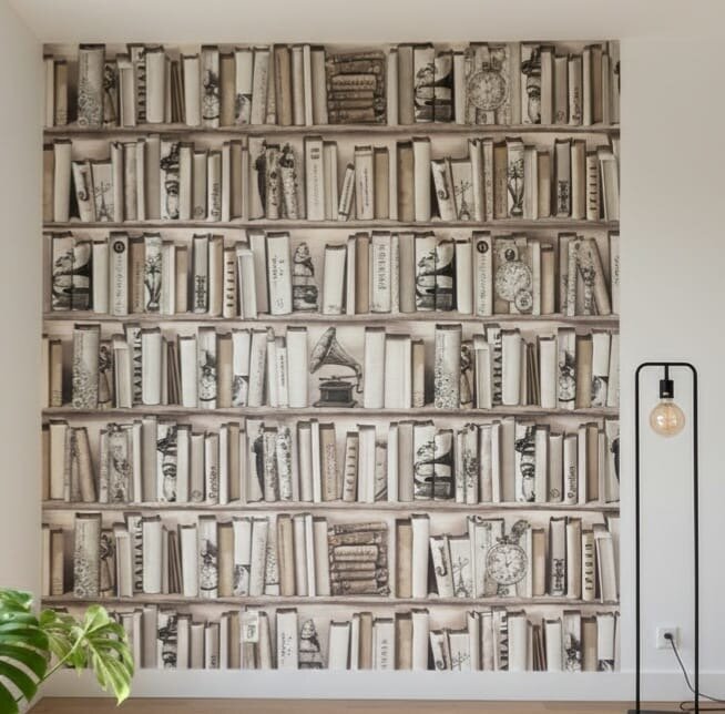 Papier peint bibliothèque vintage