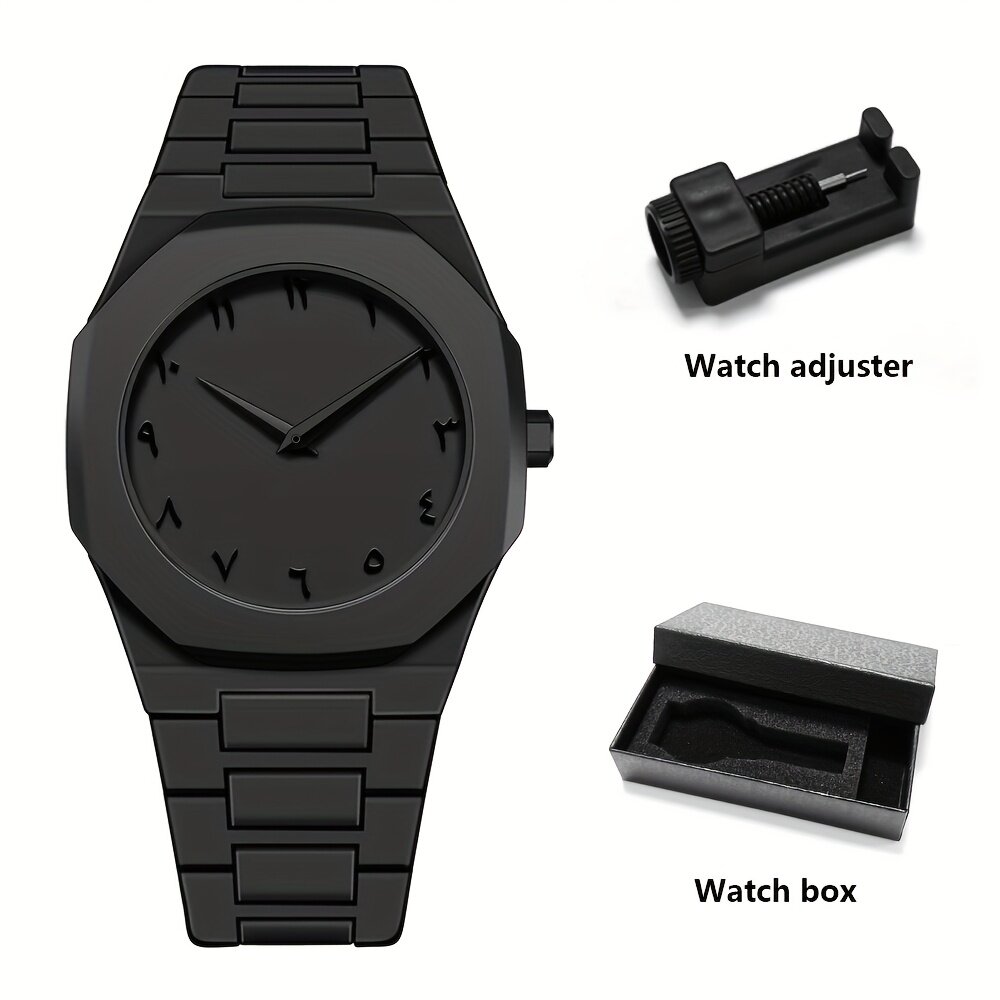Montre en Acier Noir Minimaliste