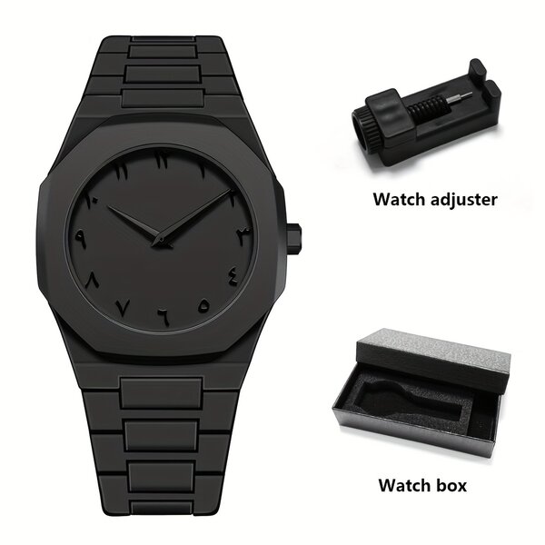 Montre en Acier Noir Minimaliste