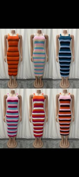 Robe moulante rayée multicolore