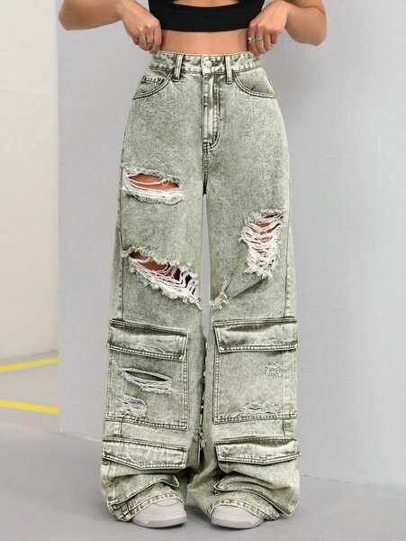 Jeans déchirés larges