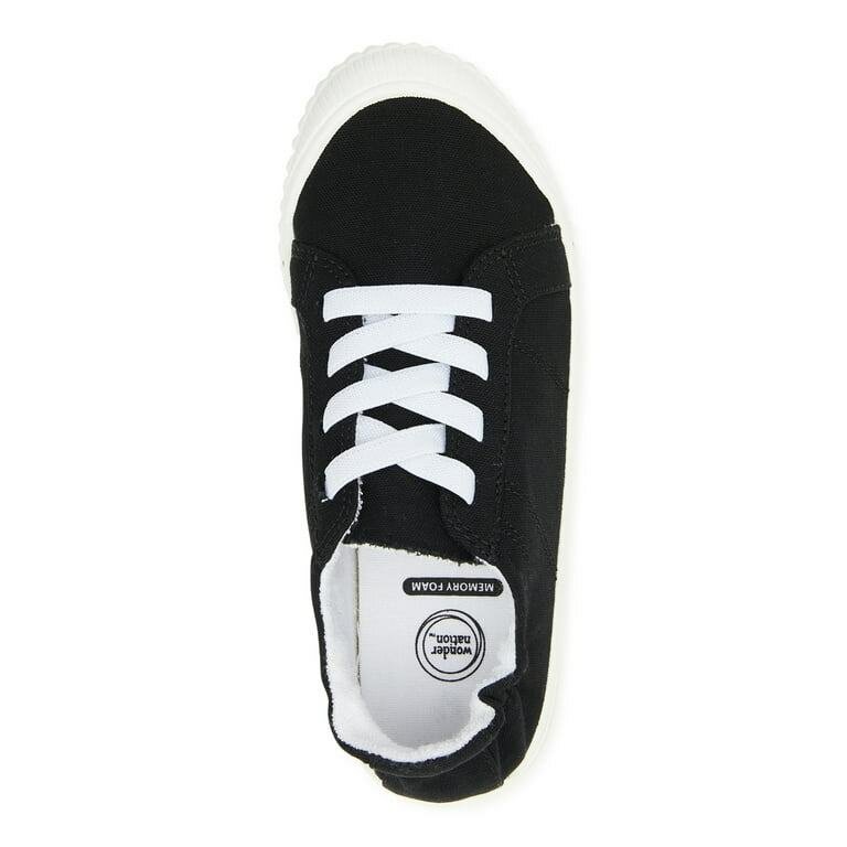 Wonder Nation Little Girl & Big Girl Canvas Bump Toe Sneaker