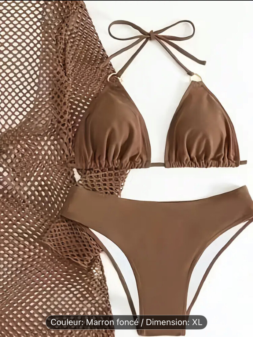 Ensemble Bikini Marron avec Robe
