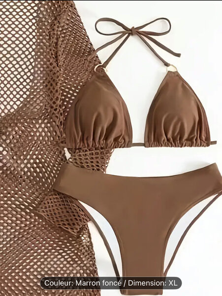 Ensemble Bikini Marron avec Robe
