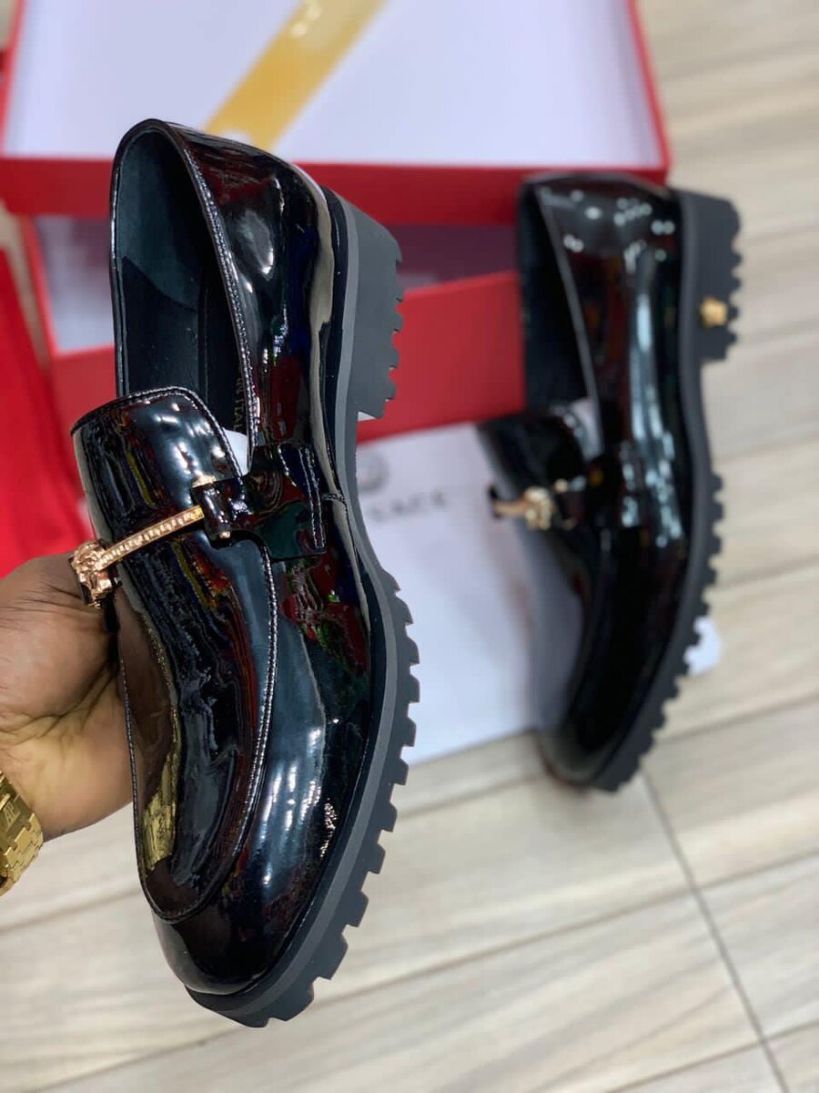 Loafers for men, varnished, black