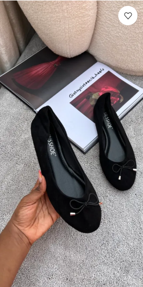 Terri black suede padded flat shoes