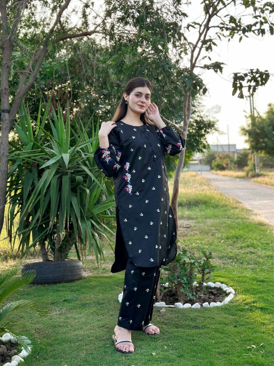 Cross-Stitch Plazzo Embroidery 2pc POCKET STYLE Embroider