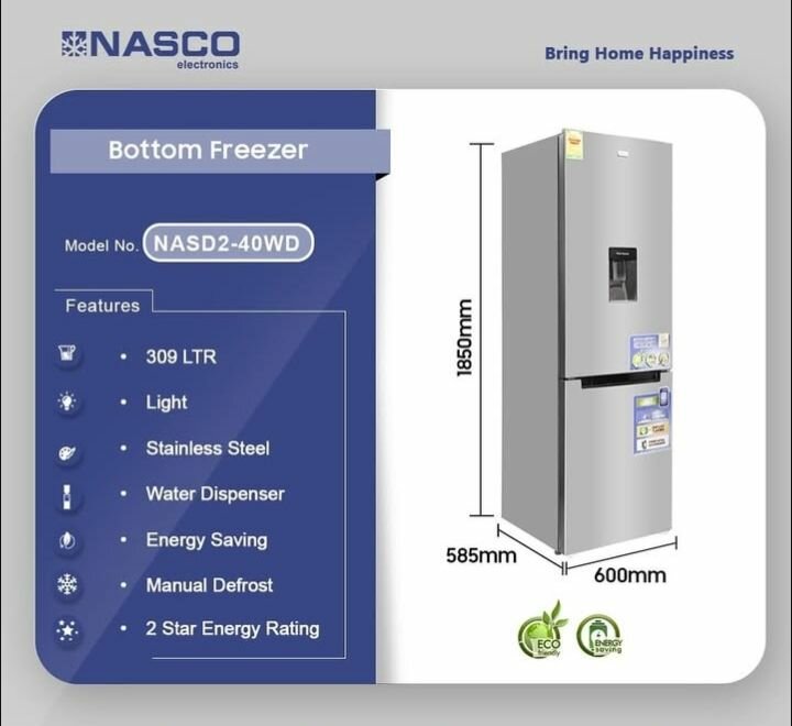 309L NASCO DOUBLE DOOR REFRIGERATOR