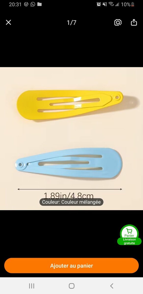 Pinces à cheveux colorées