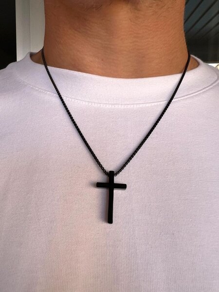 Collier Croix Ankh et Plaque