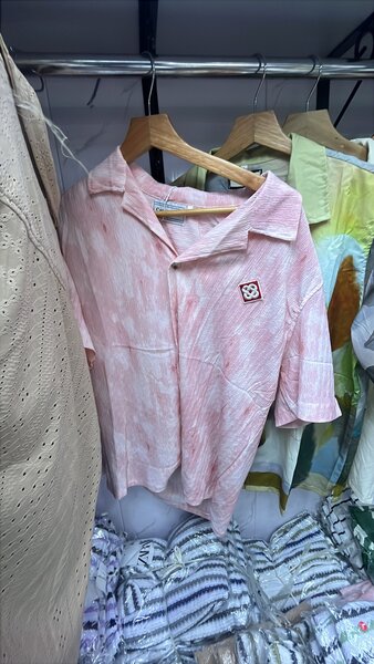 Chemise en lin rose homme